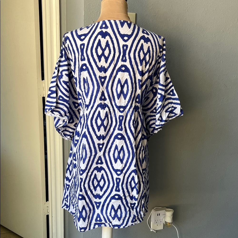 Roberta Roller Rabbit Blue and White Ikat Tunic - Picture 2 of 6